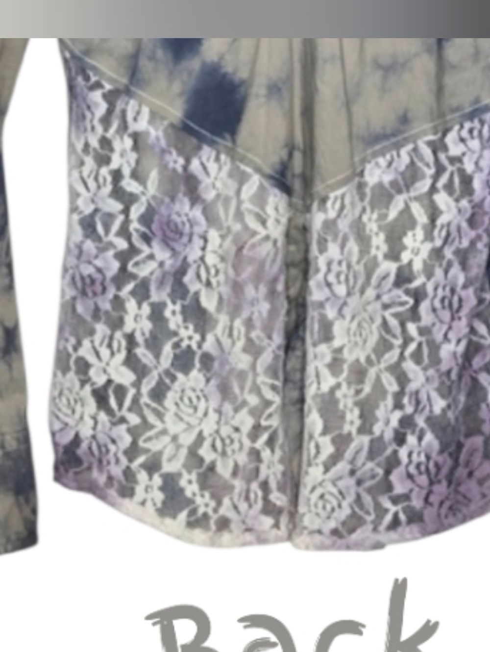ROAR Tie-dye W Sheer Lace-Back Embroidery Shirt - Picture 3 of 7